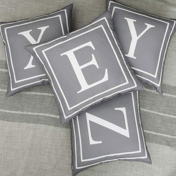 Alphabet A Throw Pillow Case 18 x 18 Inch Fascidorm Gray Pillow Cover English - Picture 10 of 10